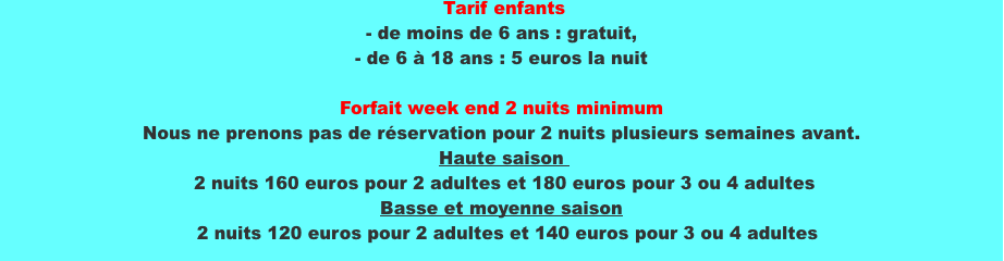  Tarif enfants 